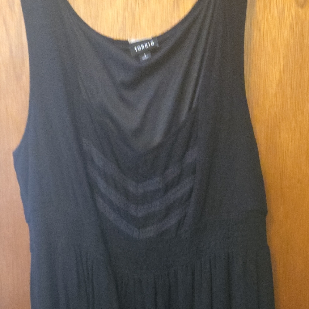 Torrid Black Sleeveless Long Dress with Chevron Detail